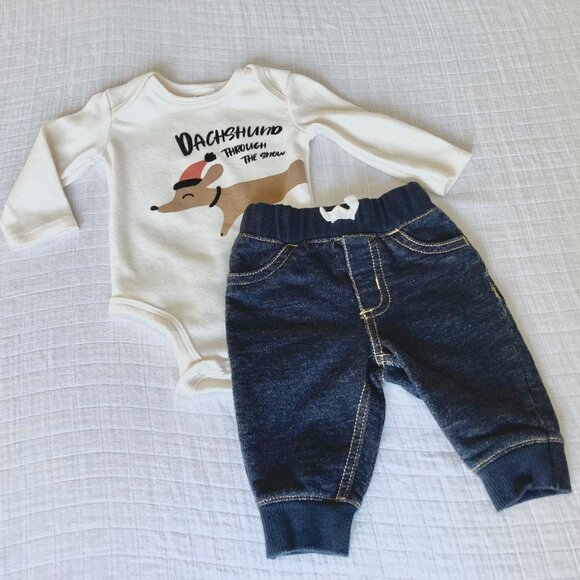 Baby 0-3M Winter/Holiday/Christmas Outfit - Gender Neutral - Carter's/PLBaby - Picture 2 of 9